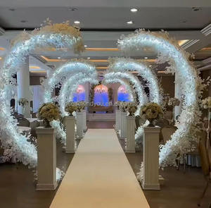 Cadre de toile de fond <span class=keywords><strong>lumineux</strong></span> en forme de S élégant avec rideau suspendu en perles de cristal et de verre pour décoration de <span class=keywords><strong>mariage</strong></span> - Product Image 4