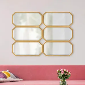 Gold Geometric Wall Mirrors Modern Decorative Octagon Wall Mirror Set