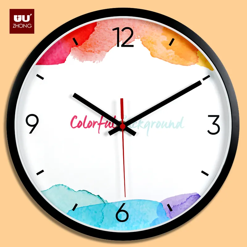 تخصيص شعار/الاتصال الهاتفي 12 بوصة تعزيز ساعة حائط بلاستيكية رخيصة على مدار الساعة
