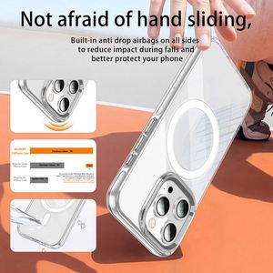 Estuche transparente para Iphone 15 14 13 12 Plus Pro Max Protector de cámara Anillo magnético Teléfono Transparente Duro Pc Airbag Wls82 Wlons - Product Image 5