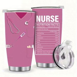El Mejor Regalo para Enfermeras, Día del Enfermero, Taza Termo de Acero Inoxidable 304 de Doble Pared de 20oz con Aislamiento al Vacío, Ecológica, con Información Nutricional - Product Image 1