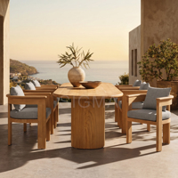 Massives Teakholz Outdoor-Sofa-Set mit 3-Sitzer-Sofa und Sesseln für Luxus-Garten-Terrassen-Loungebereich Projekt-Möbel