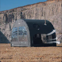 Tente tunnel gonflable en coton technique avec fond en PVC, 10 mètres carrés, résistante au vent, pour le camping familial