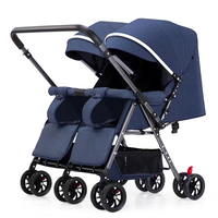 Nouvelle poussette double légère en lin, poussette compacte pour voyage, poussette pliable portable pour deux tout-petits