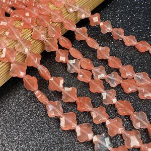 Natural en forma de trébol de piedras preciosas perlas malaquita de cuarzo rosa ágata 4 cuatro de hoja de trébol de perlas de piedra para la fabricación de la joyería DIY - Product Image 4