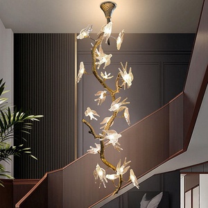Lámpara Colgante Larga de Cristal con Diseño de <span class=keywords><strong>Paloma</strong></span> de la Paz Dorada, Tamaño Mediano, Control Remoto, LED Regulable, Alto CRI 90, Garantía de 3 Años - Product Image 1