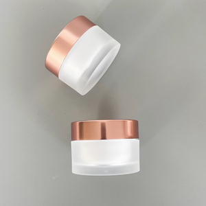 shiny rose gold lid frosted white round plastic cosmetic containers cream jars 10g 15g 30g 50g 100g
