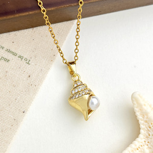 Ocean Shell Real Gold Plated <b>Copper</b> Clavicle <b>Chain</b> Minimal Vacation Beach Necklace For Women Trendy Ladies Jewelry - Product Image 6