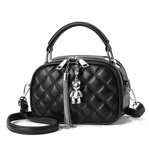 Women's Mini Quilted Crossbody Bag 7 Inch Zipper Closure Portable Everyday Use Black - Product Image 5