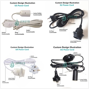 E26 E27 nhựa đèn ổ cắm chúng tôi cắm trong cáp điện vải bao phủ dây dây Bộ - Product Image 3