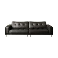 Ensemble de canapés 3 places en cuir véritable de qualité supérieure - Design capitonné minimaliste pour salon, appartement et hôtel