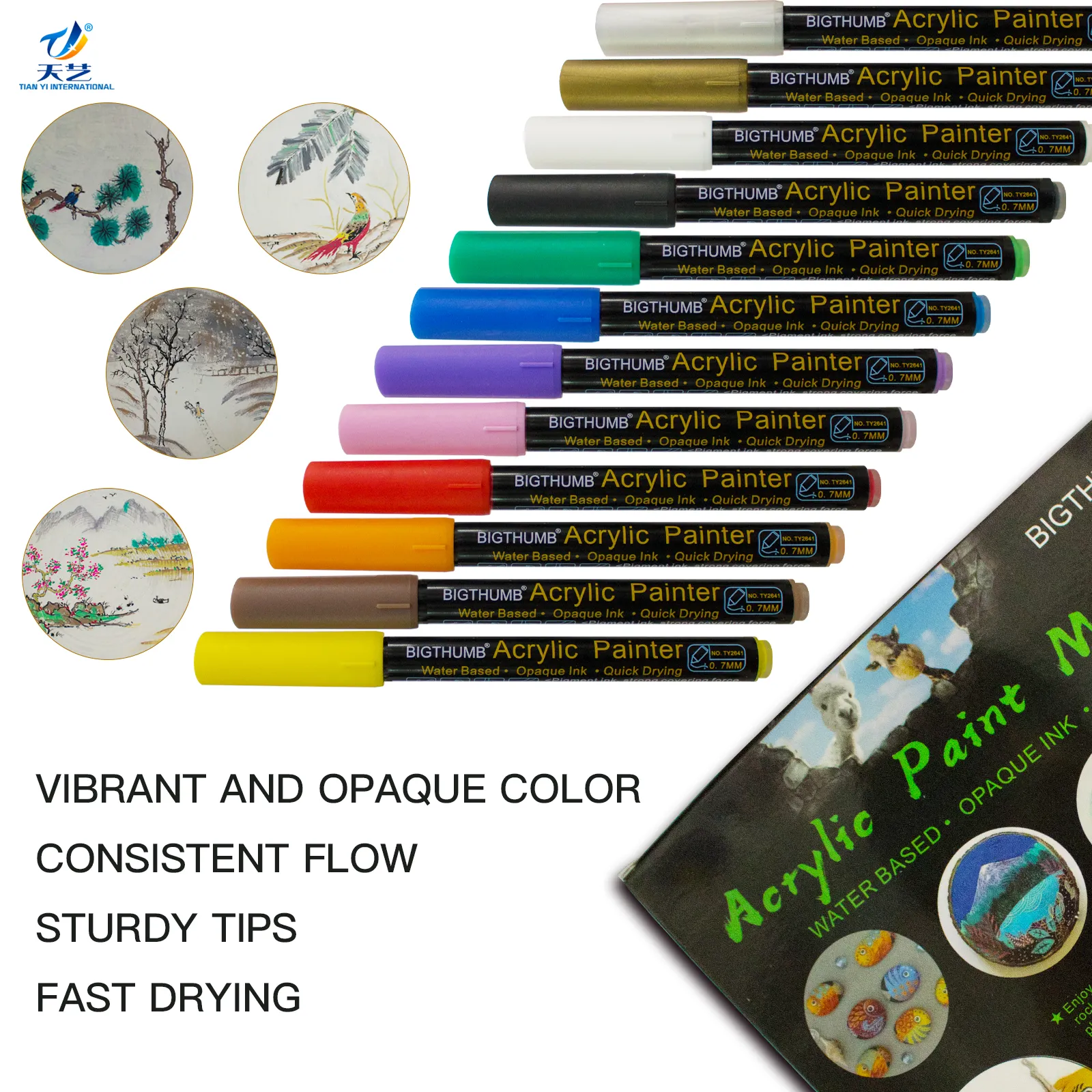 28 Colors Acrylic Paint Pens Diy Art Rock Marker Pen Waterproof Metallic OEM Permanent Pen