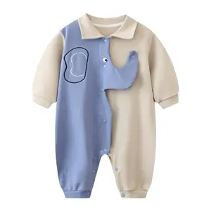 婴儿服装实心拉链学步连身衣婴儿透气连身衣独特婴儿套装棉衣