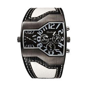Meilleures montres pour hommes, multi-fuseau horaire, pilote à <span class=keywords><strong>grand</strong></span> visage, Design décontracté, montre-bracelet analogique à Quartz, confortable, bracelet en cuir - Product Image 4