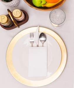 Serviettes de table jetables en <span class=keywords><strong>papier</strong></span> Airlaid effet lin, pré-pliées, avec pochette pour couverts, absorbantes, prix usine - Product Image 2