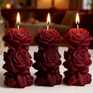 Rose Column Silicone <b>Mold</b> Transparent White Pillar Shape For <b>Candle</b> Making Valentine'S Day Craft <b>Mold</b> High Temperature Resistant - Product Image 3