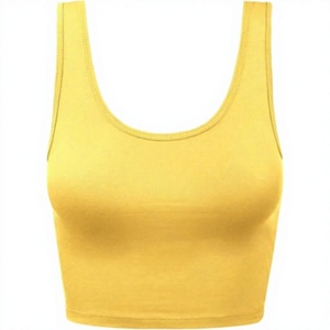 Women <b>Yellow</b> Crop Sports Bra <b>Tank</b> <b>Top</b> Yoga Gym Fitness Workout Activewear <b>Top</b> Wholesale Athletic Training Running Exercise Bra - Product Image 1