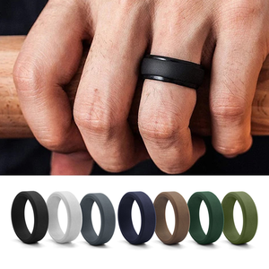 Men's Silicone Wedding Band - Thin, Breathable Rubber Ring For Active Jobs, Sports, Outdoor & Safety - View #3