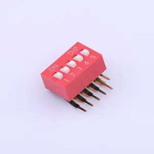 Kinghelm interruptor de 5 pinos com diâmetro de 2,54 mm interruptor DIP interruptor de 1-12 pinos SMD vermelho ângulo reto