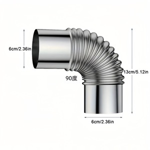 Coude de cheminée en acier inoxydable, diamètre 6 cm, pour poêle à bois, utilisation en camping - Product Image 3