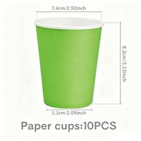 Assiettes, gobelets, nappes, pailles et couverts jetables en papier vert clair et vert fruité – Ensemble de vaisselle monochrome pour fêtes
