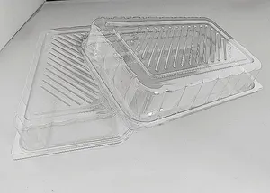 Caixa de concha articulada de plástico descartável transparente para animais de estimação