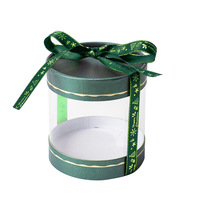 OMT Grandes boîtes cadeaux rondes de Noël en matériaux recyclés transparentes avec gaufrage pour l'emballage de cadeaux