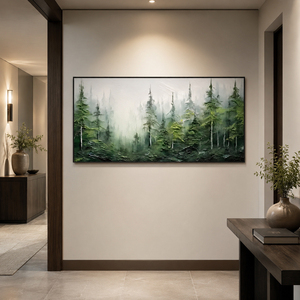 Hand Painted Textured Whispers of Forest Abstract Wall Art Oil Painting <b>for</b> Minimalist Hotel and Home Modern Interior Decor - Product Image 1
