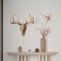 37*39cm Rustique Résine Cerf Crâne Décoration Murale SKE32 Vintage Tête D'animal Crâne Décoration pour La Maison bar