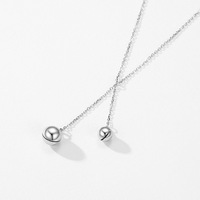 Collar Ajustable de Plata de Ley 925 con Doble Colgante de Bola para Mujer