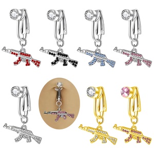 Mode couleur gemme balancent nombril anneau strass pistolet forme ventre anneau <span class=keywords><strong>faux</strong></span> <span class=keywords><strong>Piercing</strong></span> bijoux de corps - Product Image 5