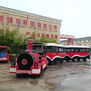 Children and adults amusement park tourism tourist train trackless train adult rides train set