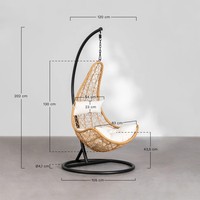Meubles de jardin, terrasse, fauteuil suspendu en rotin PE, hamac, chaise à bascule avec coussins