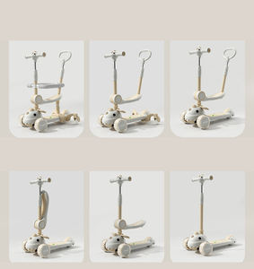 XCD-1688 Розовый оптовый самокат с большими колесами, пластиковый, трехколесный, регулируемый, с принтом и мигающими огнями, для детей от 2 до 13 лет - Product Image 4