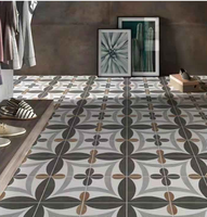 Carreaux d'intérieur Sunnda Country Style Greens, motif floral rustique moderne, bordure en porcelaine, 300x300mm, antibactériens, antidérapants