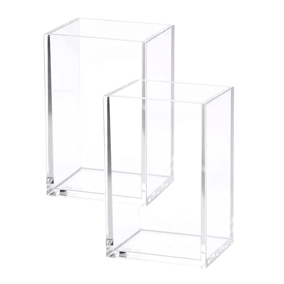 Hot Sale Simple Clear Acrylic Cheap Makeup Brush Office Desk Organiser Accessories Pencil Pen Holder