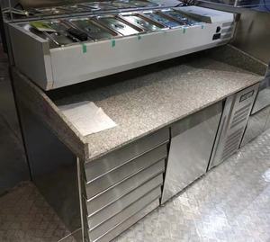 <span class=keywords><strong>Table</strong></span> de préparation à Pizza, en acier inoxydable et en <span class=keywords><strong>marbre</strong></span>, présentoir, réfrigérateur, comptoir à pizza - Product Image 5