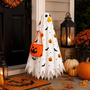 Costume di Halloween per Oca Fantasma, Abbigliamento in Cotone per Animali Domestici con Stampa Zucca <span class=keywords><strong>e</strong></span> Borsa a Zucca, Natale, Ringraziamento - Product Image 1
