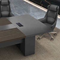 Table de Conférence et Chaises Noires Géantes Extensibles de Guangzhou pour Bureau, Carrée, 10-20 Places, 3M, Épaisseur 50mm