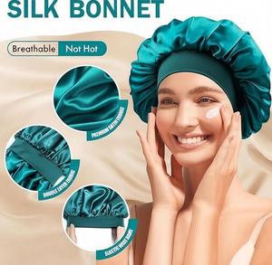 <span class=keywords><strong>Bonnet</strong></span> en satin de soie pour dormir, <span class=keywords><strong>bonnet</strong></span> de nuit en soie double couche pour hommes et femmes, <span class=keywords><strong>bonnet</strong></span> doux doublé de satin pour cheveux bouclés - Product Image 3