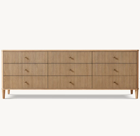 Ensemble de meubles de chambre à coucher en bois de luxe, armoire de rangement en chêne rainuré, commodes à 9 tiroirs