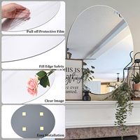 Miroir de salle de bain mural sans cadre en acrylique ovale incassable fabriqué en Chine pour la décoration de chambre à coucher