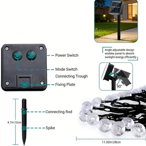 Hot Sale IP65 Waterproof Crystal Ball 8 Modes Neutral White Outdoor Spherical Solar <b>String</b> Lights Garden Lawn Patio Gazebo - Product Image 6