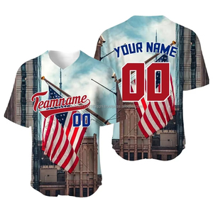 Maillots de baseball pour hommes, avec impression par sublimation, chemises personnalisées, drapeau animal, maillot de sport décontracté vierge par sublimation - Product Image 4