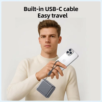Chargeur portable 20000mAh 22.5W, charge rapide, PowerBank avec câble Type C détachable intégré, indicateur LED, double port