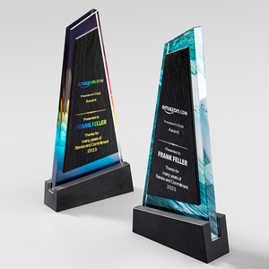Trofeo de Cristal Personalizado |   Premio con Base de Mármol Grabada con UV para Reunión Anual y Reconocimiento al Personal Destacado - Product Image 1