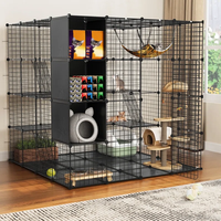 Cage de transport pliable de luxe classique pour chat et frette, avec cadre en acier inoxydable, plateau en plastique, hamac offert et fermeture à ceinture