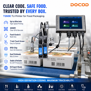 เครื่องพิมพ์อิงค์เจ็ทบาร์โค้ด QR Code ออนไลน์รุ่นขายดีที่สุด Docod TIJ T260E ขนาด 12.7 มม. สำหรับพิมพ์ขวด กล่อง ไข่ โลโก้ วันหมดอายุ - Product Image 5