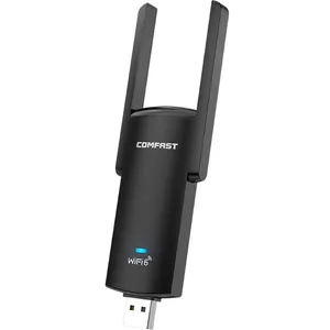 COMFAST อะแดปเตอร์ Wifi Wifi 6 USB,ตัวรับสัญญาณ WIFI เครือข่าย Wi-Fi การ์ด LAN สองย่านความถี่เชื่อมต่อกับคอมพิวเตอร์และไวไฟ CF-953AX