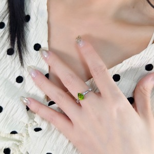 8 bagues simples en argent 925 avec cristaux en forme de goutte d'eau de 6*8 mm, réglables, en pierre naturelle, plaquées rhodium, brossées, bijoux de créateur pour femmes - Product Image 4